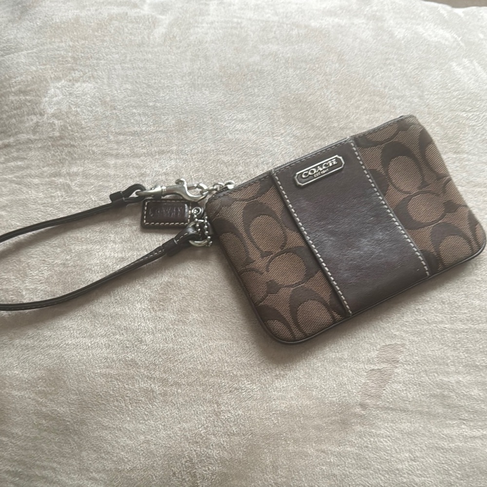 Coach Signature Brown Wristlet